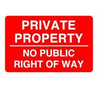Cartello di sicurezza con scritta "Private Property No Public Right Of Way", in plastica rigida da 1,2 mm, per uso interno/esterno (150 mm x 100 mm), distanza di visualizzazione entro 3 m.