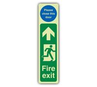 Cartello di sicurezza con scritta "V Safety Glow In The Dark Fire Exit Door Plate Man Left - Please Close This Door" - 150 x 600 mm - Realizzato in vinile autoadesivo a doppio bagliore - Segnaletica