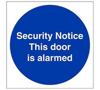 Cartello di sicurezza con scritta "V Safety Notice This Door Is Alarmed", 100 x 100 mm, 3 mm, in alluminio composito