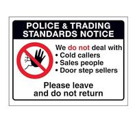 Cartello di sicurezza con scritta "V Safety Police & Trading...Please Leave and Do Not Return", 150 x 100 mm, 3 mm, in alluminio spazzolato composito