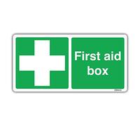Cartello di sicurezza "First Aid Box" autoadesivo in vinile, da 20 x 10 cm