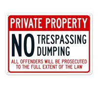 Cartello di sicurezza in metallo con scritta "No Trespassing Or Dumping All Offenders Will Be Prosecuted To The Full Extent", cartello di sicurezza in metallo, 20 x 30 cm, avviso chiaro per uso
