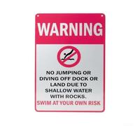 Cartello di sicurezza in metallo "No Diving", 30,5 x 20,3 cm, antiruggine | Chiara sicurezza, previene incidenti subacquei, grafica audace, metallo, piscina marina