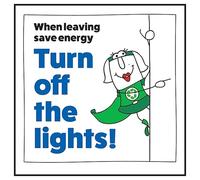 Cartello di sicurezza in vinile autoadesivo con scritta "V Safety When Leaving Save Energy Turn Off The Lights! Woman Right", 100 x 100 mm