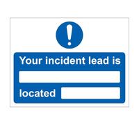 Cartello di sicurezza in vinile autoadesivo con scritta "V Safety Your Incident Lead Is Located", 200 x 150 mm