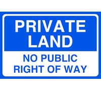 Cartello di sicurezza "Private Land No Public Right Of Way", in plastica rigida da 1,2 mm, per uso interno ed esterno (150 mm x 100 mm), distanza di visualizzazione entro 3 m.
