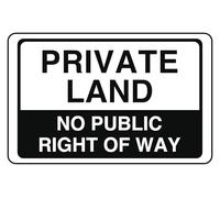 Cartello di sicurezza "Private Land No Public Right Of Way", in plastica rigida da 1,2 mm, per uso interno/esterno (600 mm x 400 mm), distanza di visualizzazione entro 20 m.