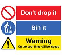 Cartello di sicurezza rigido in PVC con scritta"Don't drop it - bin it!"