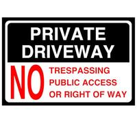 Cartello di sicurezza stradale con scritta "Private driveway no trespassing public access or right of way", cartello di sicurezza stradale, adesivo ad alta aderenza (150 mm x 100 mm), distanza di
