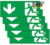 Cartello di uscita di emergenza, 5 pezzi, adesivi di alta qualità, 24 cm x 9 cm, segnale di uscita di emergenza, per segnali informativi, uscita di emergenza, marcatura di sicurezza (freccia