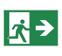 Cartello di uscita di emergenza destra - Exit in alluminio/Dibond 300 x 200 mm - 3 mm di spessore
