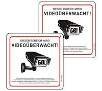 Cartello di videosorveglianza con nota GDPR, 15 x 15 cm, in alluminio riflettente con autoadesivo, 2 pezzi