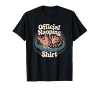 Cartello Divertente con Scritta in Inglese I'd Rather Be Napping Memes Cat Napping Maglietta