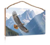 Cartello divertente per porta dell'ufficio, aquila volando contro maestose vette di montagna, piccolo cartello per la decorazione della casa (23 x 35 cm)