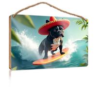 Cartello divertente per uomo in grotta surf bulldog in un Sombrero cartello boscoso cartello cucina decorazione da parete autunno ufficio (20 x 30 cm)
