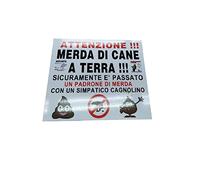 cartello divertente targa merda di cane 30X24 CM pvc forex spesso 3mm da appendere o incollare PER MALEDUCATI CANE CACCA MARCIAPIEDI + 1 portachiavi corni