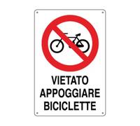Cartello Divieto di appoggiare biciclette Pannello in plastica 20x31 cm | Pannello in plastica, 20x31 cm