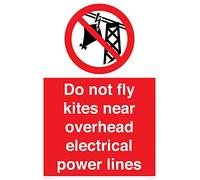 Cartello "Do not fly kites near overhead electric power lines", 400 x 600 mm, A2P