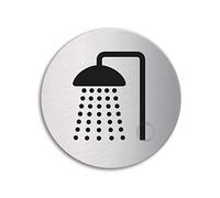 Cartello - Doccia | Targhette Targa acciaio inox Ø 75 mm autoadesivo | Ofform Design Originale No.39020