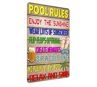Cartello "Enjoy The Sunshine By The Pool - Relax and Swim Funny Summer Pool Decor for Home Outdoor Party Pool Summer Garden Outdoor Decoration 20,3 x 30,5 cm