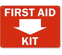 Cartello "First Aid Kit" con freccia verso il basso di SmartSign | 25,4 x 35,6 cm in plastica