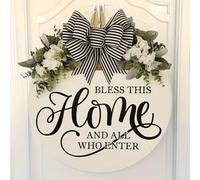 Cartello floreale primaverile in legno per ingresso di casa con messaggio di benvenuto da appendere alla porta, decorazione adatta per interni ed esterni (A)