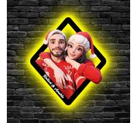 Cartello fotografico in acrilico personalizzato con luce a LED, con testo personalizzato, per decorazione da parete, regalo per coppia, anniversario, Natale, caricatura, lampada da parete (stile 11)