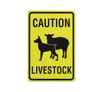 Cartello giallo brillante con scritta "Caution Livestock Sheep And Dog", 20,3 x 30,5 cm, in alluminio antiruggine, facile da leggere e robusto, per esterni, per casa, fattoria, cortile