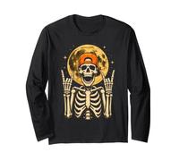 Cartello Halloween Skulls Rock Hand cap Arancione Moon Roll Boys Maglia a Manica