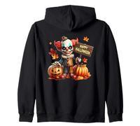 Cartello «Happy Halloween» con in Mano Un Pagliaccio Raccapricciante Felpa con Cappuccio