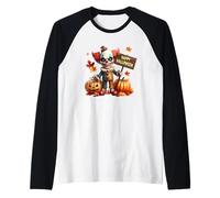 Cartello «Happy Halloween» con in Mano Un Pagliaccio Raccapricciante Maglia con Maniche Raglan