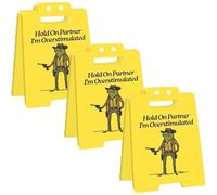 Cartello "Hold on Partner I'm Overstimulated", Targa di Attenzione "Io sono sovrastimolato", Divertente accessorio per il posto di lavoro e regalo scherzoso (3 PCS)