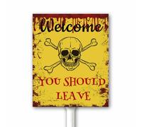 Cartello horror Welcome You Should Lase, cartello spaventoso per Halloween con paletto, 20 x 30 cm, robusta targa in alluminio per casa, giardino, decorazioni autunnali all'aperto