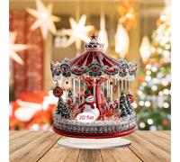 Cartello in acrilico con giostra natalizia 2D con base per compleanno,