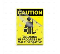 Cartello in acrilico con scritta "Caution Cleaning In Progress by Male Operativ", 15,2 x 20,3 cm, autoadesivo, design moderno, facile da installare