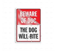 Cartello in acrilico con scritta in lingua inglese "Beware of Dog The Dog Will Bite", autoadesivo, per porta o parete, 15,2 x 20,3 cm