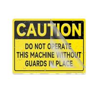 Cartello in acrilico con scritta in lingua inglese "Caution Do Not Operate This Machine Without Guards in Placelong Lasting with Double sided tape in the back" - 15,2 x 20,3 cm