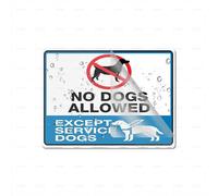 Cartello in acrilico con scritta "No Dogs Allowed Except Service Dogs", placca acrilica con adesivi forti, per porte, uffici, aziende, casa, esterni, 15,2 x 20,3 cm