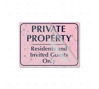 Cartello in acrilico con scritta "Private Property Residents And Invited Guests Only", spessore 15,2 x 20,3 cm, autoadesivo, design moderno, facile da installare