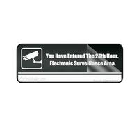 Cartello in acrilico con scritta "Public Reminder" You Have Entered The 24Th Hour Electronic Surveillance Area Sign Placca acrilica con forti adesivi per porte, uffici, aziende, casa, esterni, 25,4 x