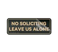 Cartello in acrilico da parete con scritta "No Soliciting Leave Us Alone", per parete o porta, lunga durata, con forte nastro adesivo pulito sul retro, 25,4 x 7,6 cm