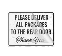Cartello in acrilico da parete con scritta "Please Deliver All Packages to Rear Door To Back", lunga durata, con nastro biadesivo sul retro, 15,2 x 20,3 cm