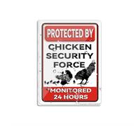 Cartello in acrilico da parete con scritta "Protected By Chicken Security Force Monitored 24 Hours", divertente segnale di stop a lunga durata, con nastro biadesivo sul retro, 15,2 x 20,3 cm