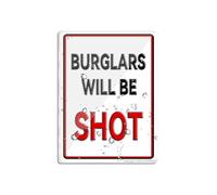 Cartello in acrilico per ladri da parete con scritta "Will Be Shot Warning Security Security Cctvlong Lasting con nastro biadesivo sul retro, 15,2 x 20,3 cm