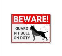 Cartello in acrilico per parete Beware Guard Pitbull On Duty autoadesivo cartello per porta o parete 15,2 x 20,3 cm piastra di design in acrilico di alta qualità