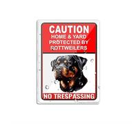Cartello in acrilico per parete con scritta "Caution Home & Yard Protected By Rottweiler", autoadesivo, per porta o parete, 15,2 x 20,3 cm, in acrilico di alta qualità