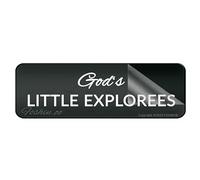 Cartello in acrilico per parete con scritta "God's Little Explorers", 25,4 x 7,6 cm, in acrilico, autoadesivo, moderno, facile da installare