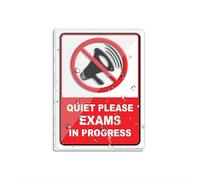 Cartello in acrilico per parete con scritta "Quiet Please Exams In Progress School College University", autoadesivo, per porta o parete, 15,2 x 20,3 cm, in acrilico di alta qualità