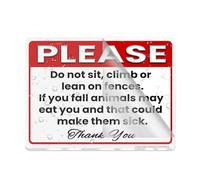 Cartello in acrilico per parete "Do Not Sit Climb Lean On Fence If You Fall Animals May Eat You & Get Sick", spesso 15,2 x 20,3 cm, autoadesivo, design moderno, facile da installare