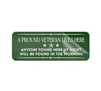 Cartello in acrilico per parete Fancy A Proud Veteran Lives Here Anyone Found Here At Night Will Be Found In The Morning Veterans With Military Signs Self-Adhesive or Wall 25,4 x 7,6 cm